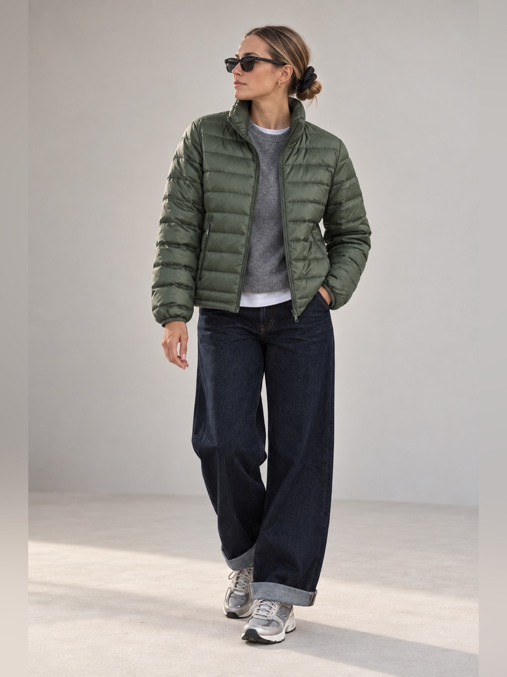Quince Womens Lightweight Goose Down Packable Puffer Jacket Olive Green Loden XL - Picture 9 of 9